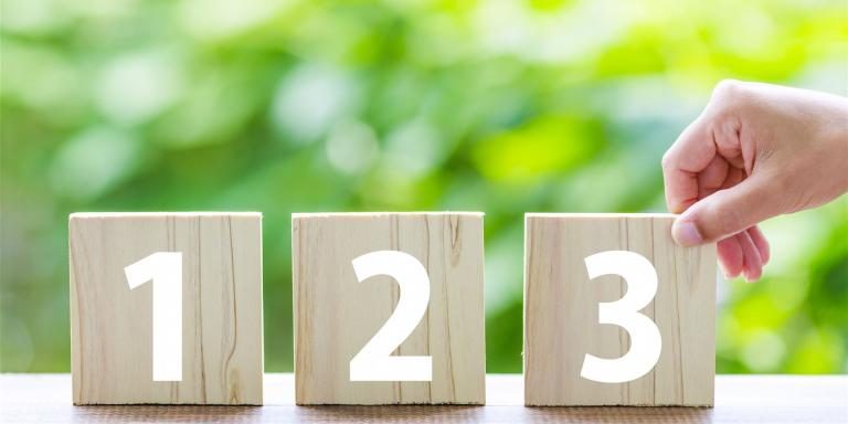 1; 2; 3 Zahlen vor grünem Hintergrund